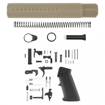 CERAKOTE FLAT DARK EARTH | AR-15 .223/5.56 Custom made Pistol Buffer Tube Kit - No Foam Pad W/ Lower Parts Kit