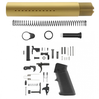 CERAKOTE GOLD | AR-15 .223/5.56 Custom made Pistol Buffer Tube Kit - No Foam Pad W/ Lower Parts Kit