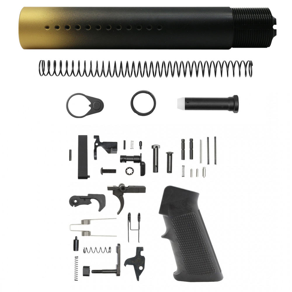 CERAKOTE GRADIENT|AR-15 .223/5.56 Custom made Pistol Buffer Tube Kit - Gold - No Foam Pad