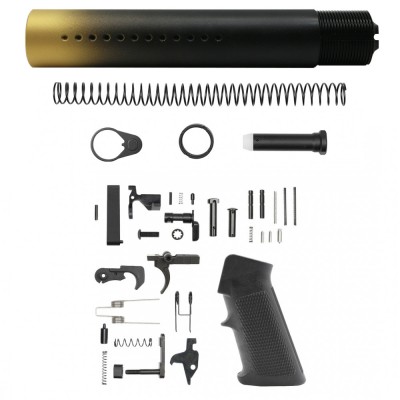 CERAKOTE GRADIENT GLD | AR-15 .223/5.56 Custom made Pistol Buffer Tube Kit - No Foam Pad W/ Lower Parts Kit