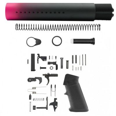 CERAKOTE GRADIENT PNK | AR-15 .223/5.56 Custom made Pistol Buffer Tube Kit - No Foam Pad W/ Lower Parts Kit