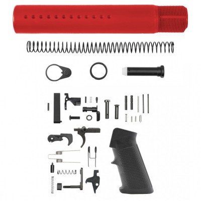 AR-15 .223/5.56 Custom made Pistol Buffer Tube Kit - No Foam Pad - CERAKOTE RED W/ Lower Parts Kit