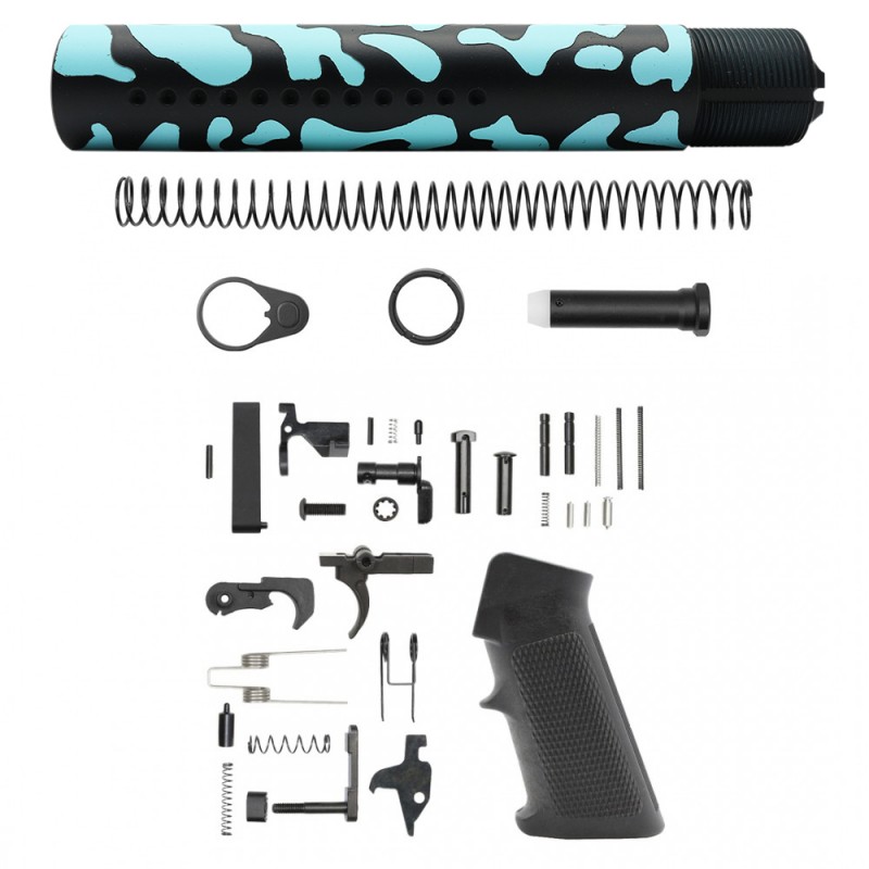 CERAKOTE CAMO|AR-15 .223/5.56 Custom made Pistol Buffer Tube Kit - Black and Robins Egg - No Foam Pad