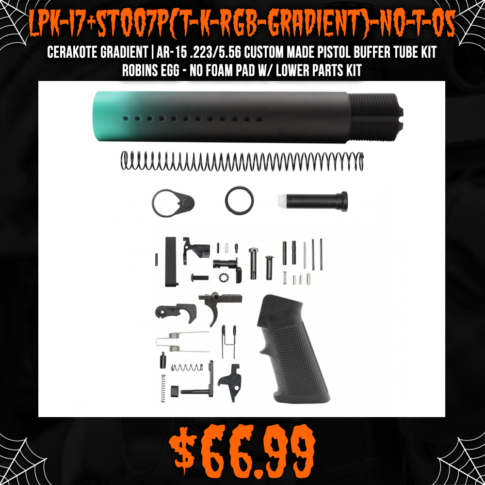 CERAKOTE GRADIENT RGB | AR-15 .223/5.56 Custom made Pistol Buffer Tube Kit - No Foam Pad W/ Lower Parts Kit