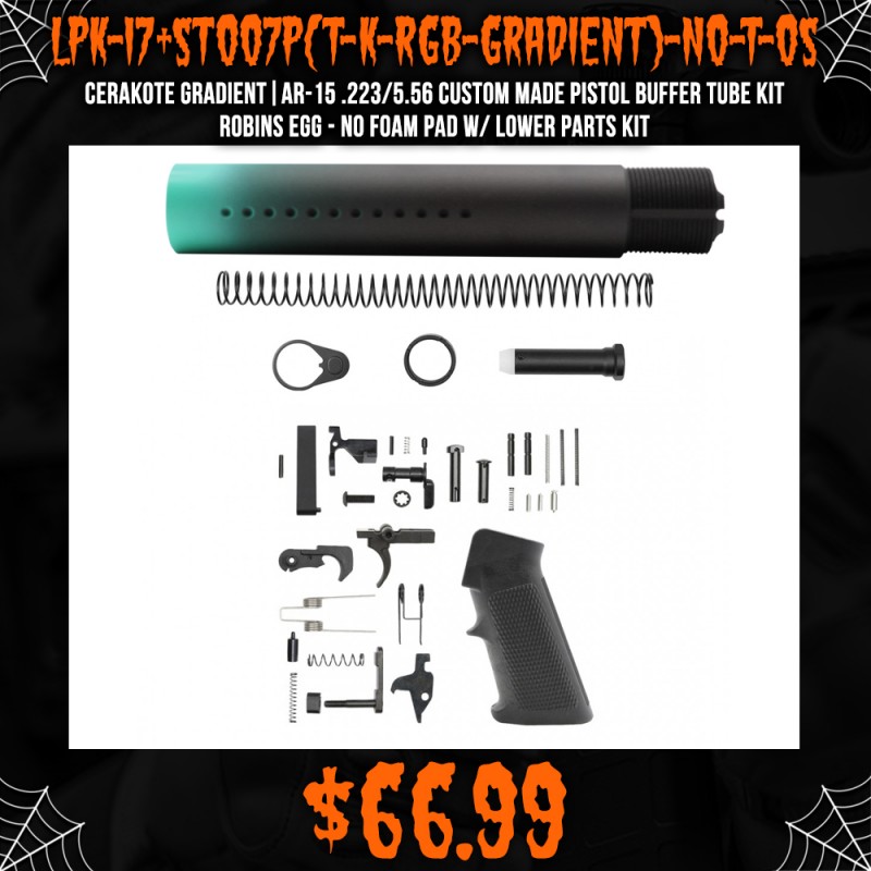 CERAKOTE GRADIENT RGB | AR-15 .223/5.56 Custom made Pistol Buffer Tube Kit - No Foam Pad W/ Lower Parts Kit