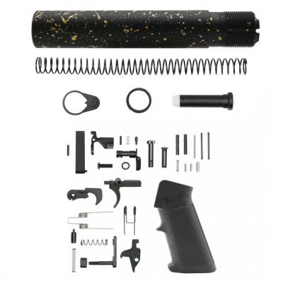 CERAKOTE SPLATTER GLD| AR-15 .223/5.56 Complete Pistol Buffer Tube Kit - No Foam Pad W/ Lower Parts Kit