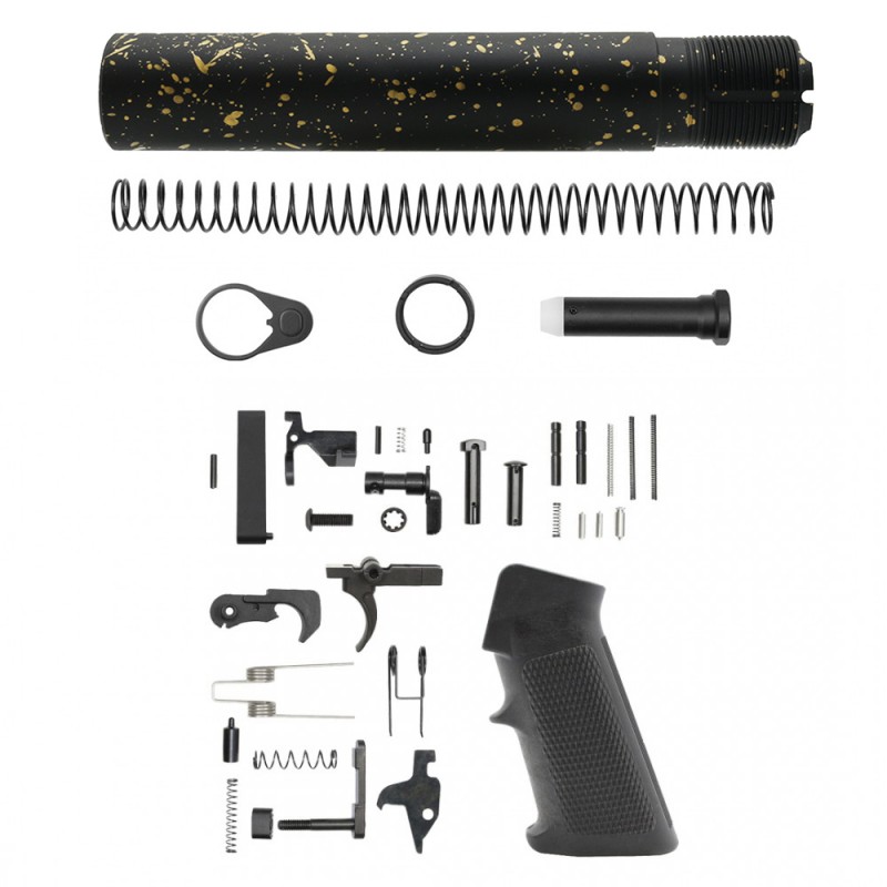 CERAKOTE SPLATTER GLD| AR-15 .223/5.56 Complete Pistol Buffer Tube Kit - No Foam Pad W/ Lower Parts Kit CERAKOTE SPLATTER GLD| AR-15 .223/5.56 Complete Pistol Buffer Tube Kit - No Foam Pad W/ Lower Parts Kit