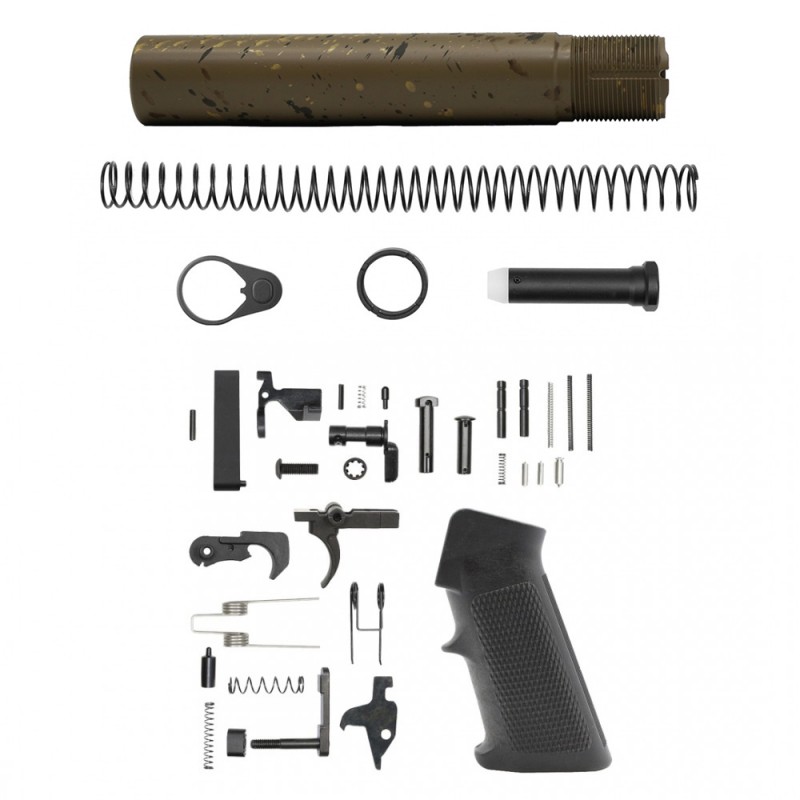 CERAKOTE SPLATTER FDE| AR-15 .223/5.56 Complete Pistol Buffer Tube Kit - No Foam Pad