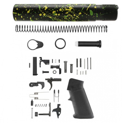 CERAKOTE SPLATTER ODG| AR-15 .223/5.56 Complete Pistol Buffer Tube Kit - No Foam Pad W/ Lower Parts Kit