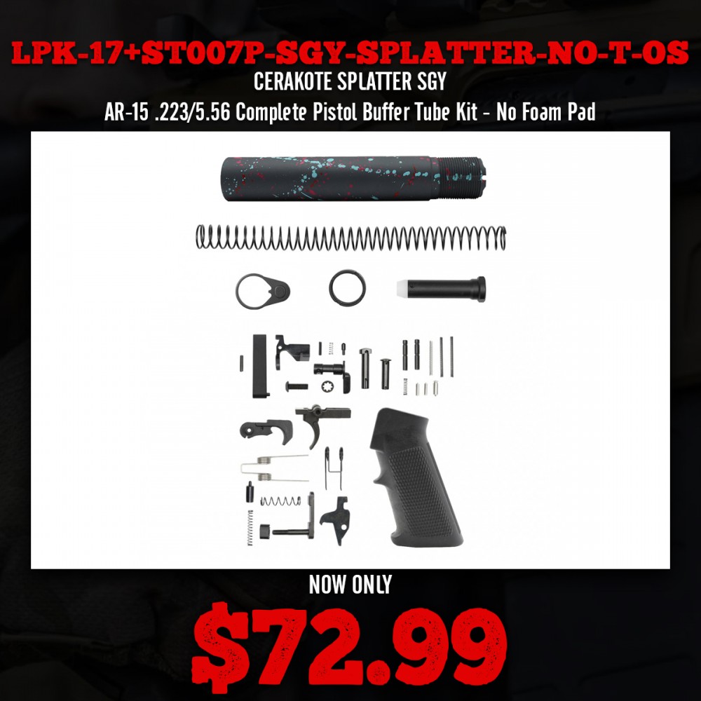 CERAKOTE SPLATTER SGY| AR-15 .223/5.56 Complete Pistol Buffer Tube Kit - No Foam Pad