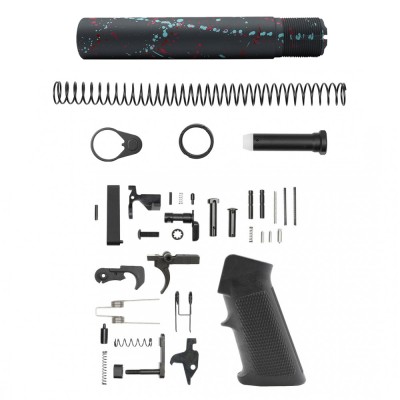 CERAKOTE SPLATTER SGY| AR-15 .223/5.56 Complete Pistol Buffer Tube Kit - No Foam Pad W/ Lower Parts Kit