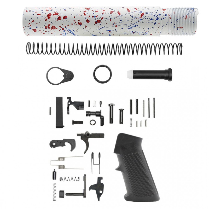CERAKOTE SPLATTER WHI-BR| AR-15 .223/5.56 Complete Pistol Buffer Tube Kit - No Foam Pad W/ Lower Parts Kit