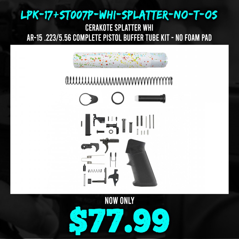 CERAKOTE SPLATTER WHI| AR-15 .223/5.56 Complete Pistol Buffer Tube Kit - No Foam Pad