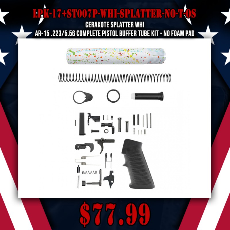 CERAKOTE SPLATTER WHI| AR-15 .223/5.56 Complete Pistol Buffer Tube Kit - No Foam Pad CERAKOTE SPLATTER WHI| AR-15 .223/5.56 Complete Pistol Buffer Tube Kit - No Foam Pad