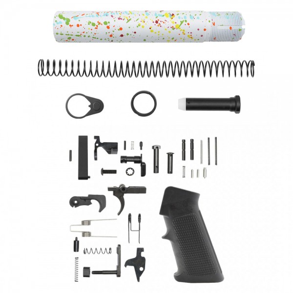 CERAKOTE SPLATTER WHI | AR-15 .223/5.56 Complete Pistol Buffer Tube Kit - No Foam Pad W/ Lower Parts Kit CERAKOTE SPLATTER WHI | AR-15 .223/5.56 Complete Pistol Buffer Tube Kit - No Foam Pad W/ Lower Parts Kit