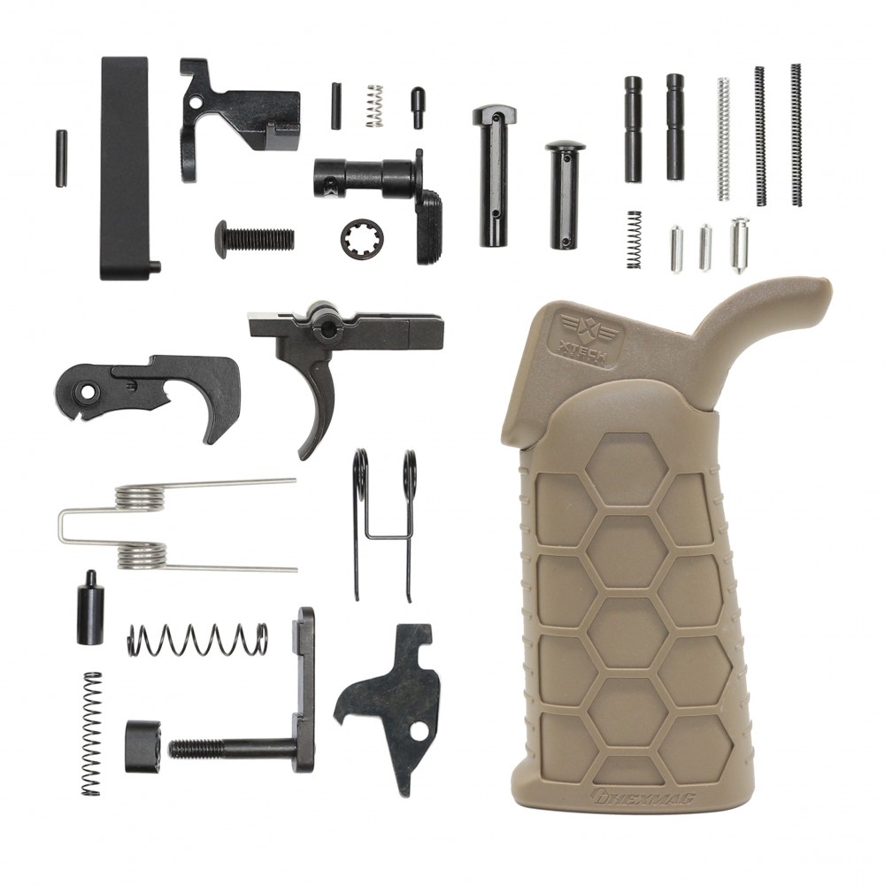 AR-15 Lower Parts Kit W/ HEXMAG Advanced Tactical Grip [Black/FDE]