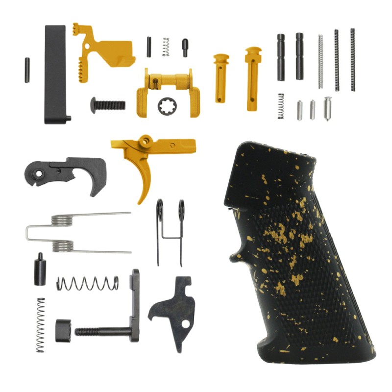CERAKOTE SPLATTER GOLD| AR-15 Lower Receiver Parts Kit W/ Safety Option