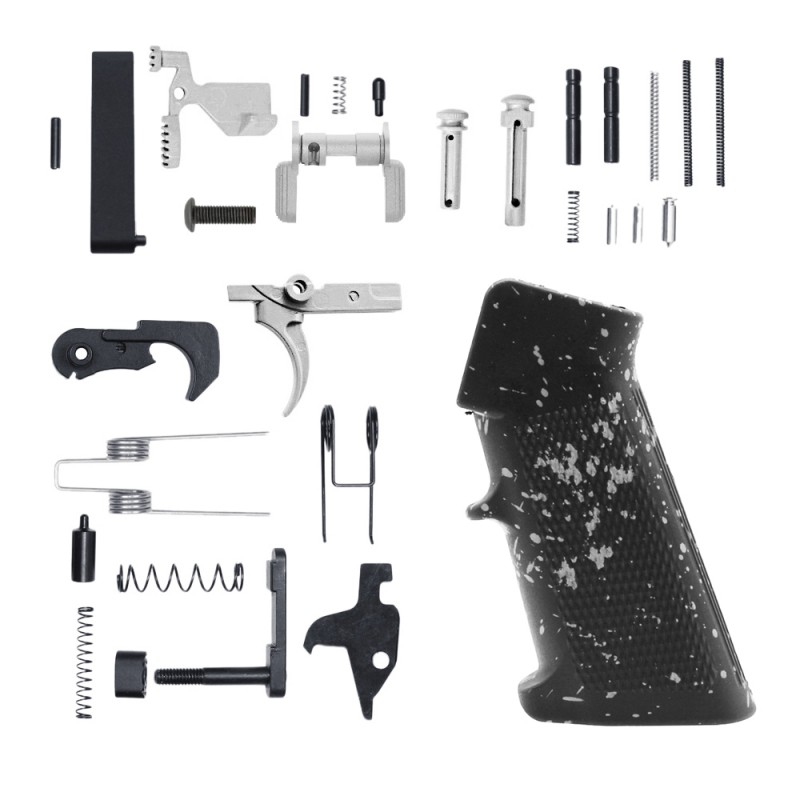 CERAKOTE SPLATTER GLACIER SILVER| AR-15 Lower Receiver Parts Kit W/ Safety Option