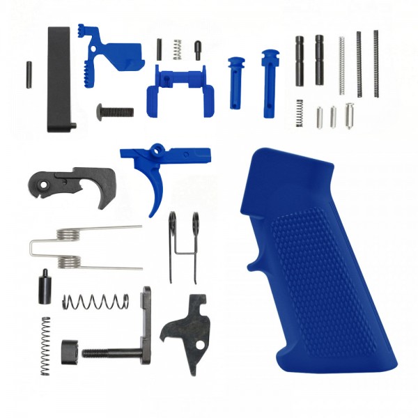 CERAKOTE BLUE FLAME | AR-15 Lower Receiver Parts Kit |LPK-BLU W/ Safety and Grip Option