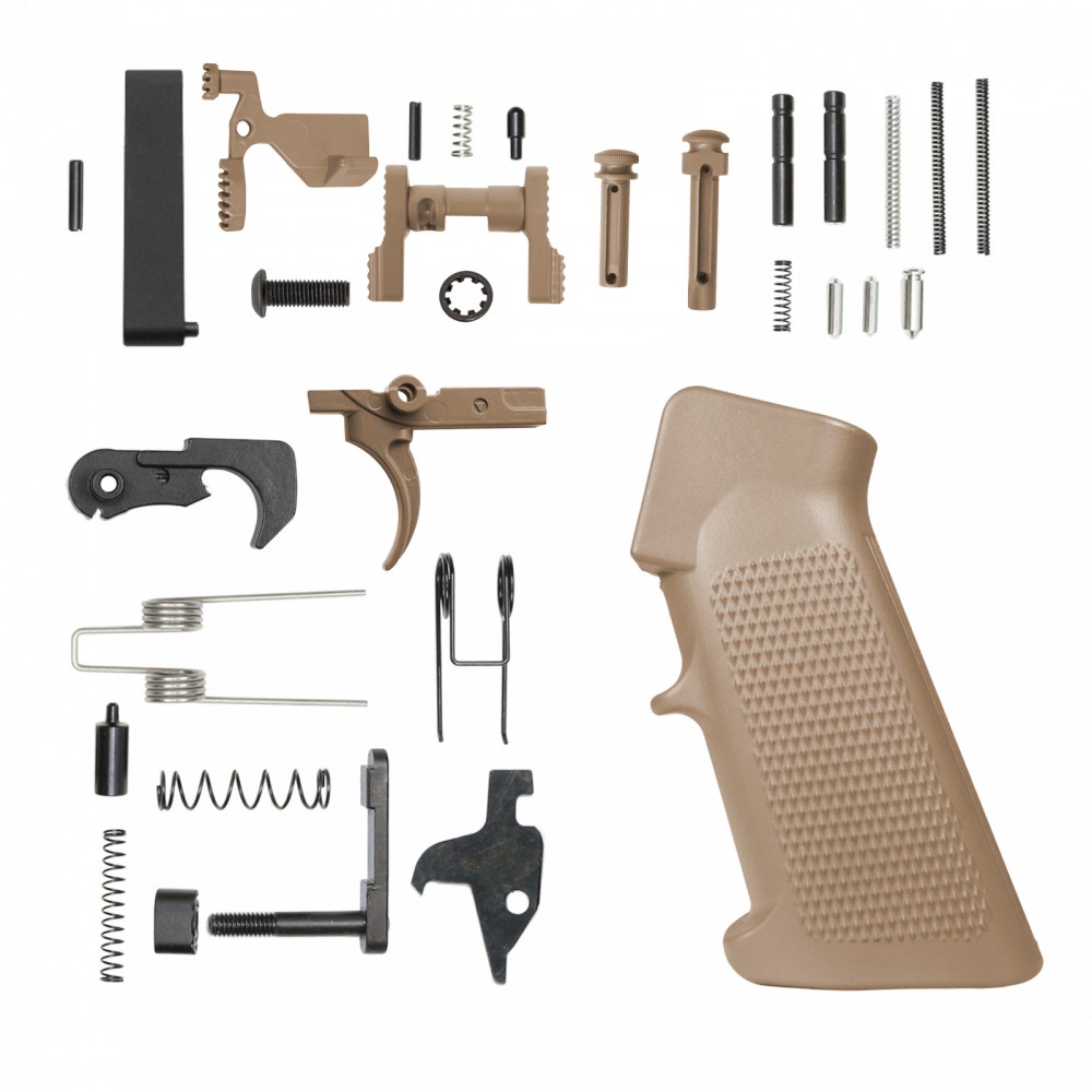 CERAKOTE FDE| AR-15 Lower Receiver Parts Kit |LPK-FDE W/ Safety and Grip Option