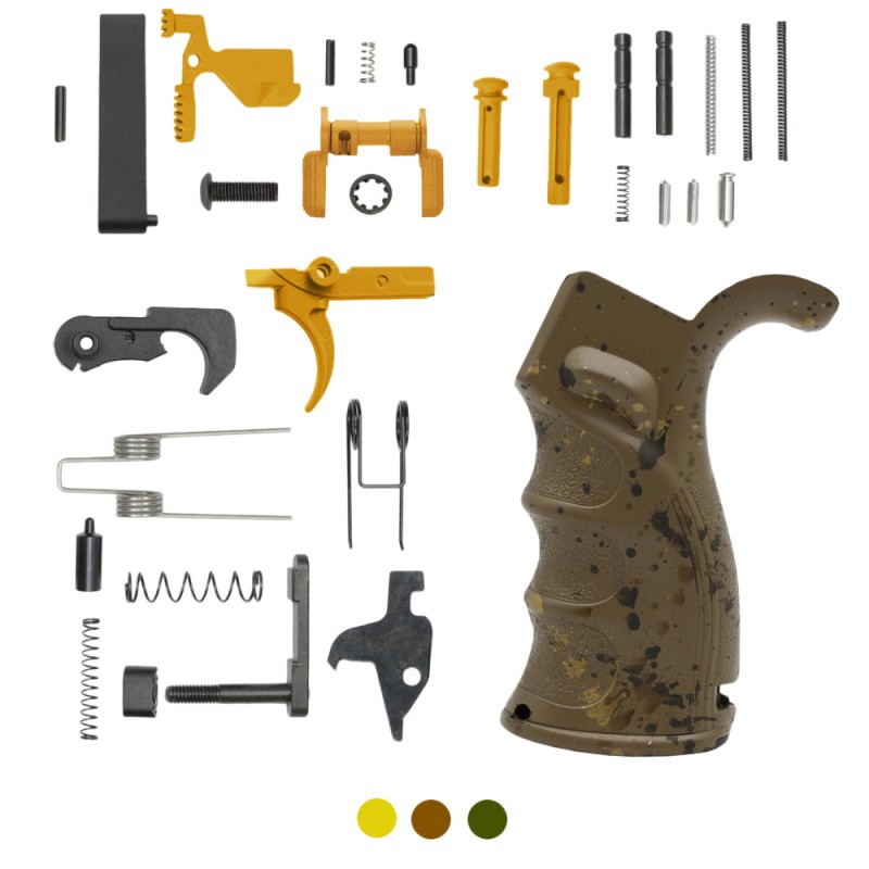 CERAKOTE FDE SPLATTER GRIP| AR-15 Lower Receiver Parts Kit W/ Color Option