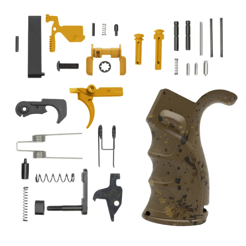 CERAKOTE FDE SPLATTER GRIP| AR-15 Lower Receiver Parts Kit W/ Color Option