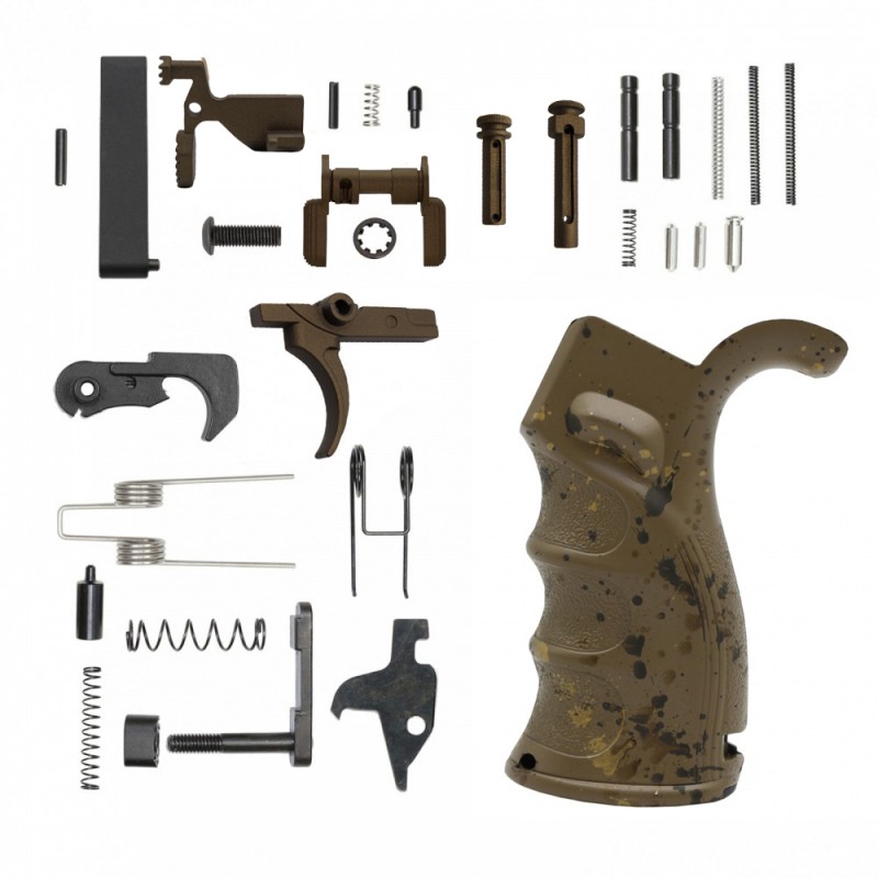 CERAKOTE FDE SPLATTER GRIP| AR-15 Lower Receiver Parts Kit W/ Color Option