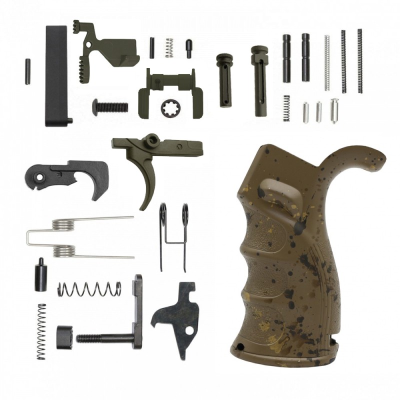 CERAKOTE FDE SPLATTER GRIP| AR-15 Lower Receiver Parts Kit W/ Color Option