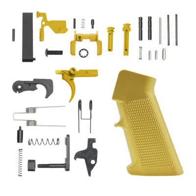 CERAKOTE GOLD| AR-15 Lower Receiver Parts Kit |LPK-GLD W/ Safety and Grip Option