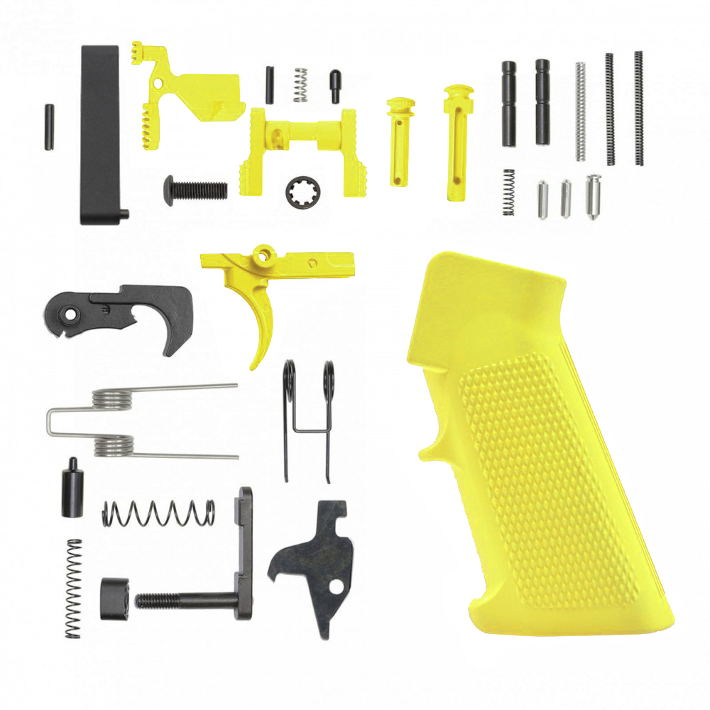 CERAKOTE LEMON ZEST| AR-15 Lower Receiver Parts Kit |LPK-LEM W/ Safety and Grip Option