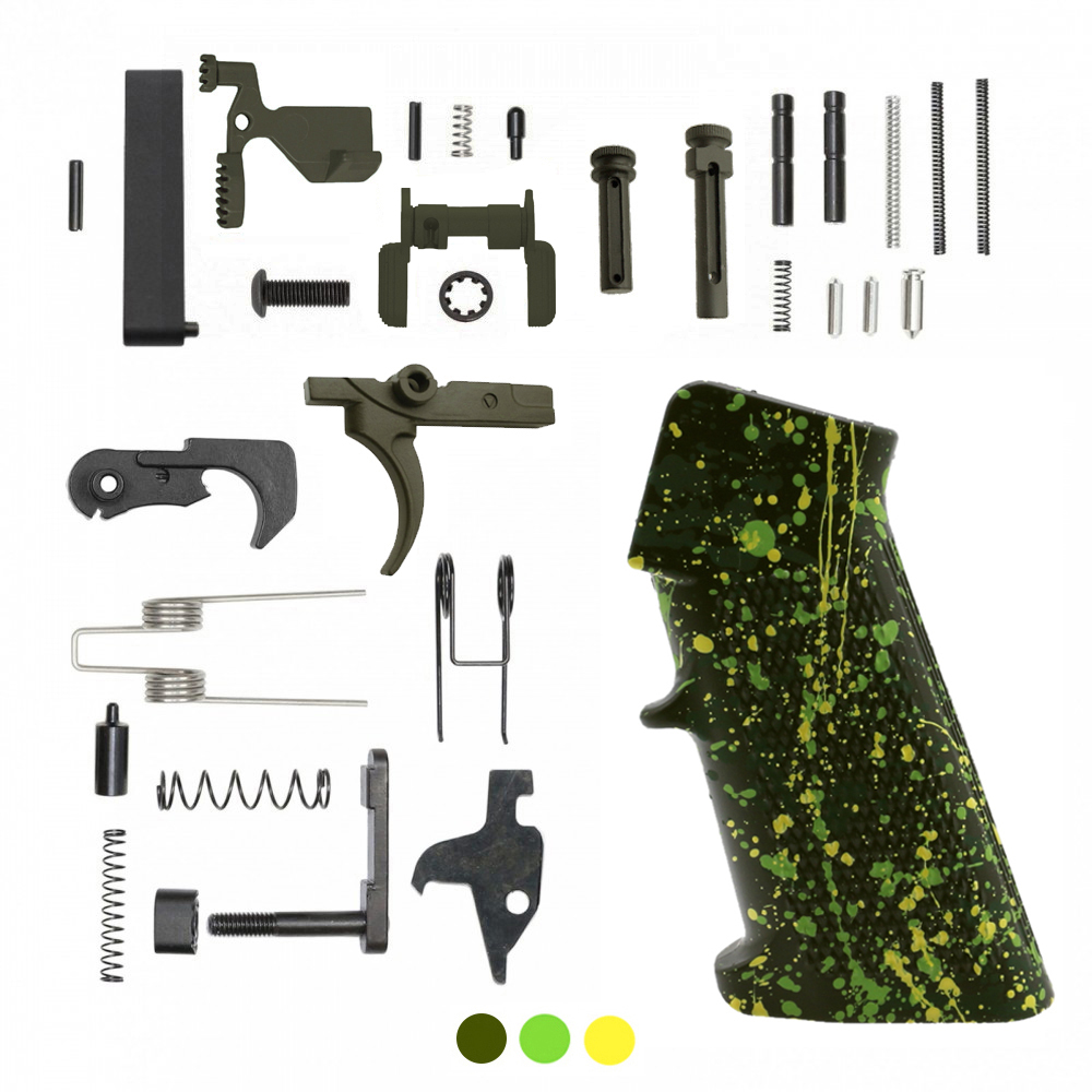 CERAKOTE OD GREEN SPLATTER GRIP| AR-15 Lower Receiver Parts Kit W/ Color Option
