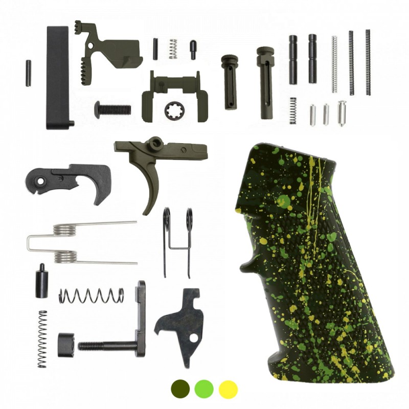 CERAKOTE OD GREEN SPLATTER GRIP| AR-15 Lower Receiver Parts Kit W/ Color Option