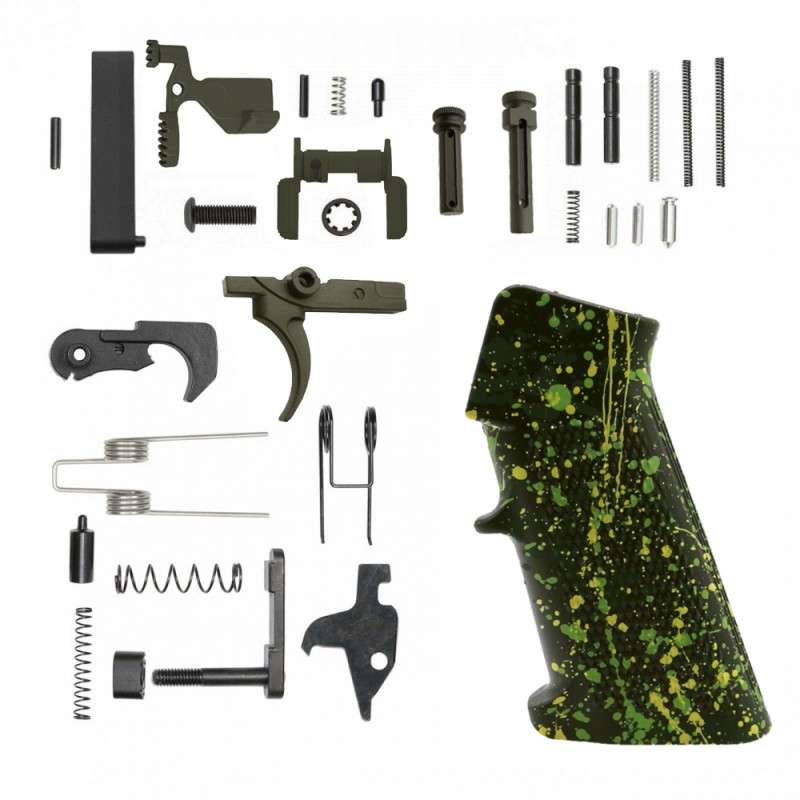 CERAKOTE OD GREEN SPLATTER GRIP| AR-15 Lower Receiver Parts Kit W/ Color Option
