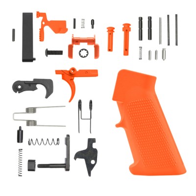 CERAKOTE HUNTER ORANGE| AR-15 Lower Receiver Parts Kit |LPK-ORG W/ Safety and Grip Option
