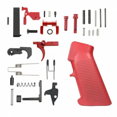 CERAKOTE RED| AR-15 Lower Receiver Parts Kit |LPK-RED W/ Safety and Grip Option