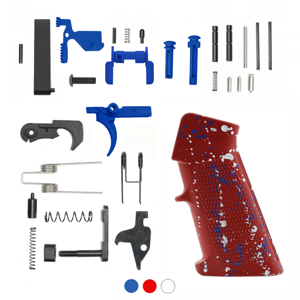 CERAKOTE RUBY RED SPLATTER GRIP| AR-15 Lower Receiver Parts Kit W/ Color Option