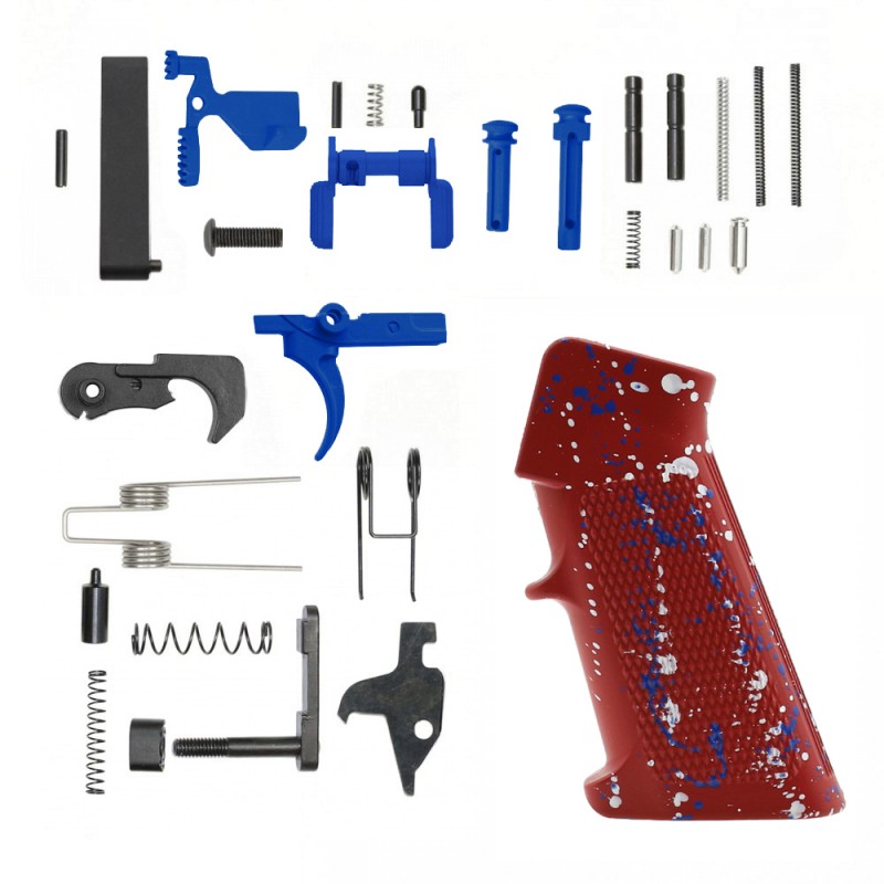 CERAKOTE RUBY RED SPLATTER GRIP| AR-15 Lower Receiver Parts Kit W/ Color Option