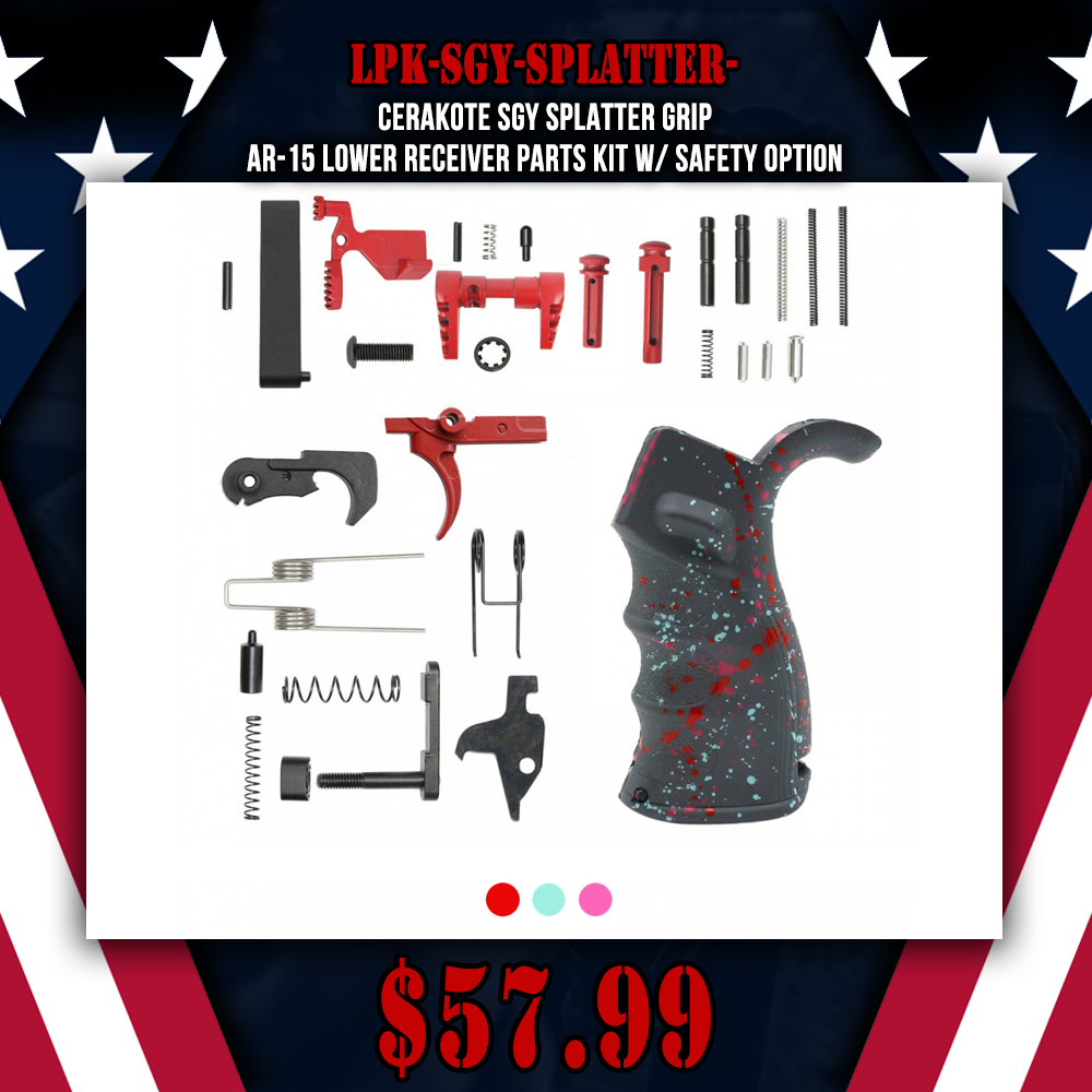 CERAKOTE SGY SPLATTER GRIP| AR-15 Lower Receiver Parts Kit W/ Safety Option CERAKOTE SGY SPLATTER GRIP| AR-15 Lower Receiver Parts Kit W/ Safety Option