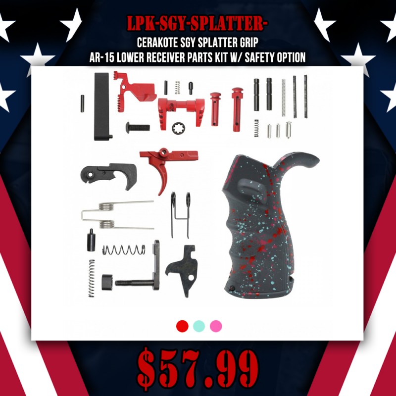 CERAKOTE SGY SPLATTER GRIP| AR-15 Lower Receiver Parts Kit W/ Safety Option CERAKOTE SGY SPLATTER GRIP| AR-15 Lower Receiver Parts Kit W/ Safety Option