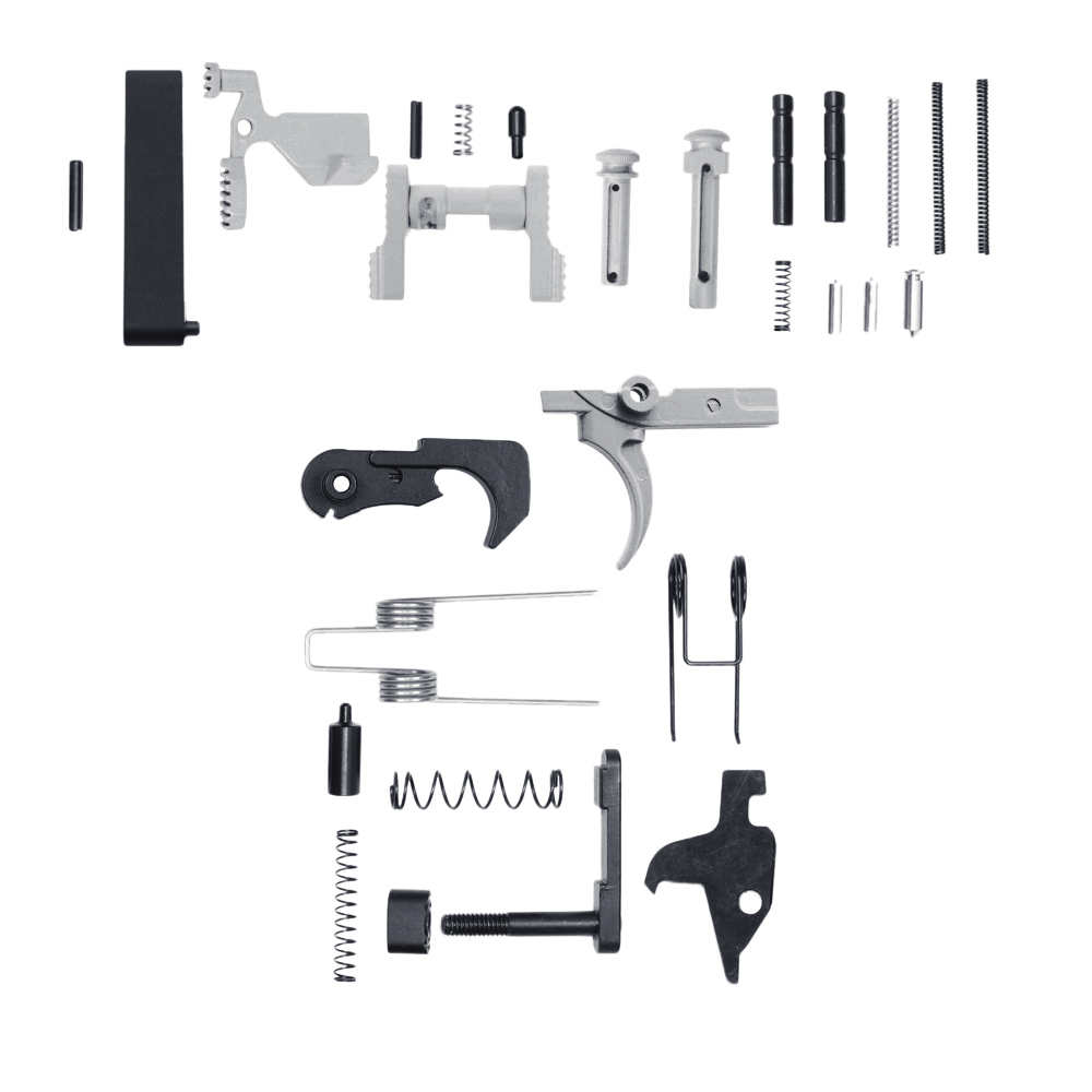 CERAKOTE GLACIER SILVER | AR-15 Lower Receiver Parts Kit | Without Grip & Screw CERAKOTE GLACIER SILVER | AR-15 Lower Receiver Parts Kit | Without Grip & Screw