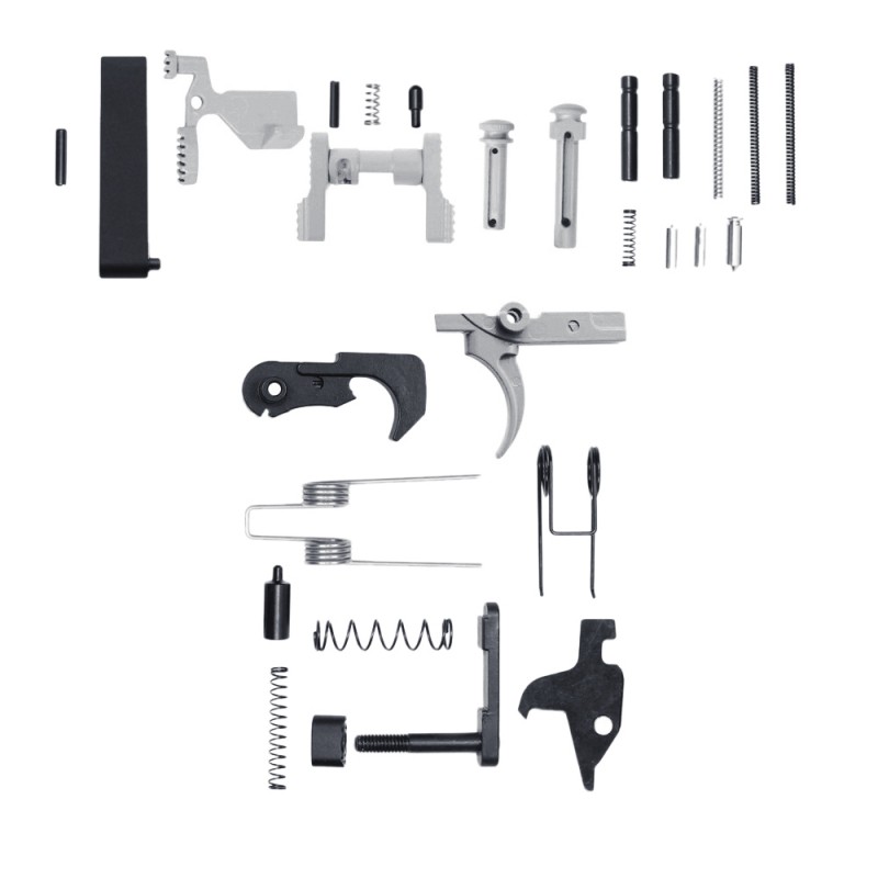 CERAKOTE GLACIER SILVER | AR-15 Lower Receiver Parts Kit | Without Grip & Screw CERAKOTE GLACIER SILVER | AR-15 Lower Receiver Parts Kit | Without Grip & Screw