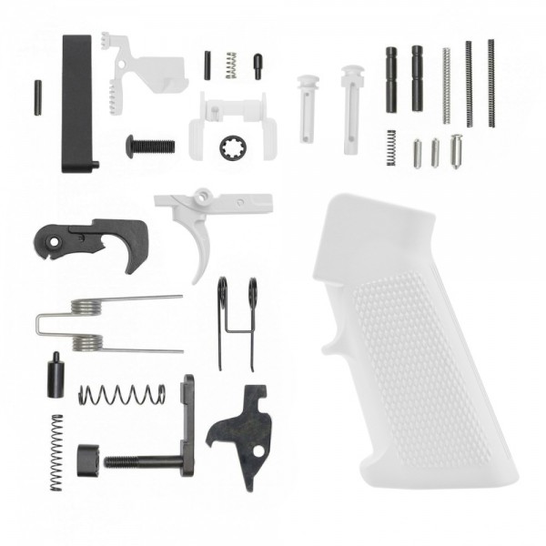 CERAKOTE BRIGHT WHITE| AR-15 Lower Receiver Parts Kit |LPK-WHI W/ Safety and Grip Option CERAKOTE BRIGHT WHITE| AR-15 Lower Receiver Parts Kit |LPK-WHI W/ Safety and Grip Option