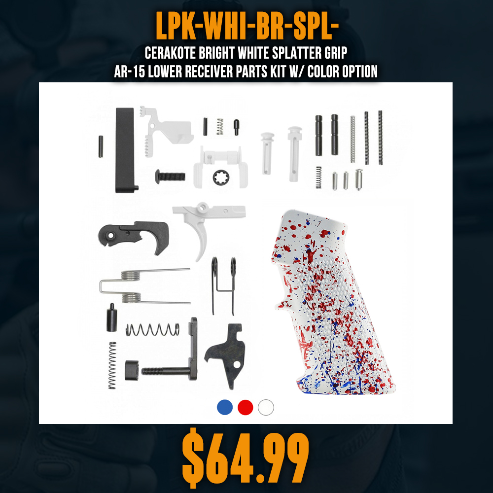 CERAKOTE BRIGHT WHITE SPLATTER GRIP| AR-15 Lower Receiver Parts Kit W/ Color Option CERAKOTE BRIGHT WHITE SPLATTER GRIP| AR-15 Lower Receiver Parts Kit W/ Color Option