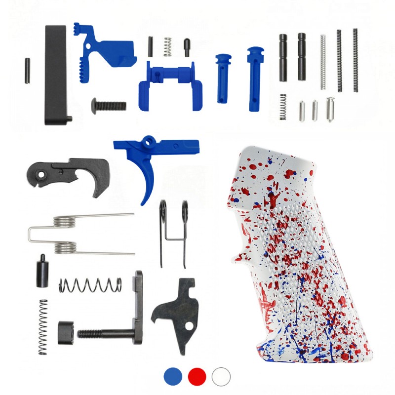 CERAKOTE BRIGHT WHITE SPLATTER GRIP| AR-15 Lower Receiver Parts Kit W/ Color Option