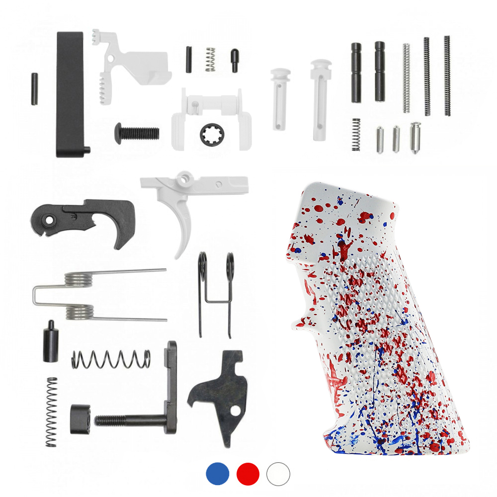 CERAKOTE BRIGHT WHITE SPLATTER GRIP| AR-15 Lower Receiver Parts Kit W/ Color Option
