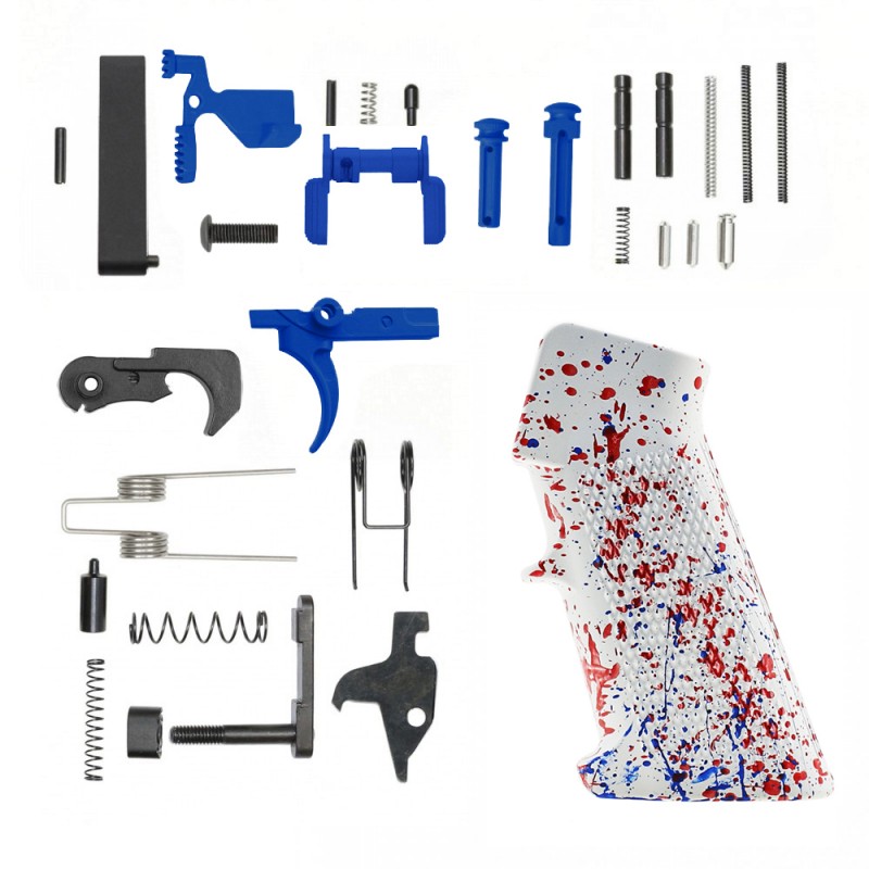 CERAKOTE BRIGHT WHITE SPLATTER GRIP| AR-15 Lower Receiver Parts Kit W/ Color Option