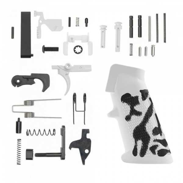 CERAKOTE CAMO WHI GRIP| AR-15 Lower Receiver Parts Kit W/ Safety Option CERAKOTE CAMO WHI GRIP| AR-15 Lower Receiver Parts Kit W/ Safety Option