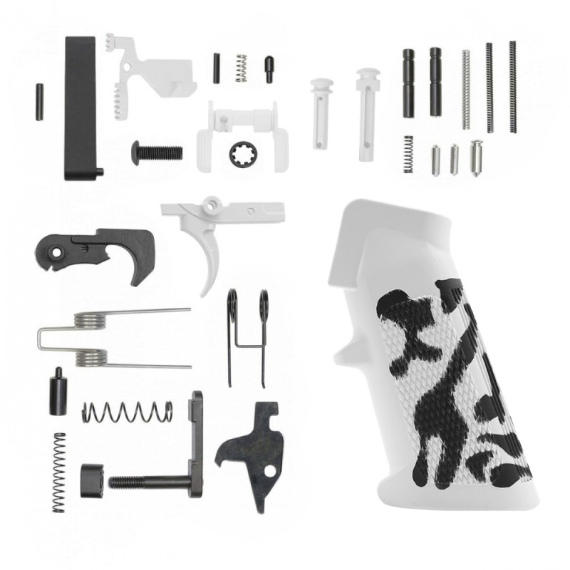 CERAKOTE BRIGHT WHITE CAMO GRIP| AR-15 Lower Receiver Parts Kit W/ Safety Option CERAKOTE BRIGHT WHITE CAMO GRIP| AR-15 Lower Receiver Parts Kit W/ Safety Option