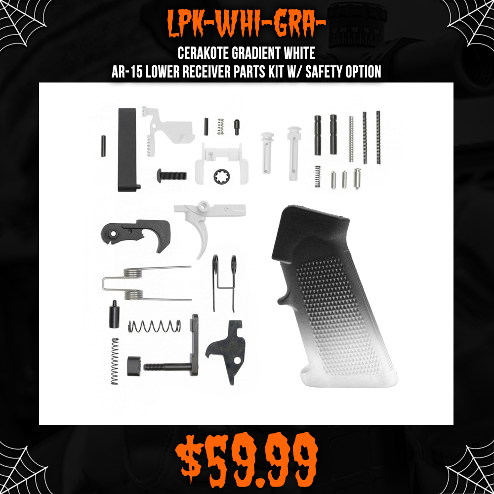 CERAKOTE GRADIENT WHITE| AR-15 Lower Receiver Parts Kit W/ Safety Option CERAKOTE GRADIENT WHITE| AR-15 Lower Receiver Parts Kit W/ Safety Option