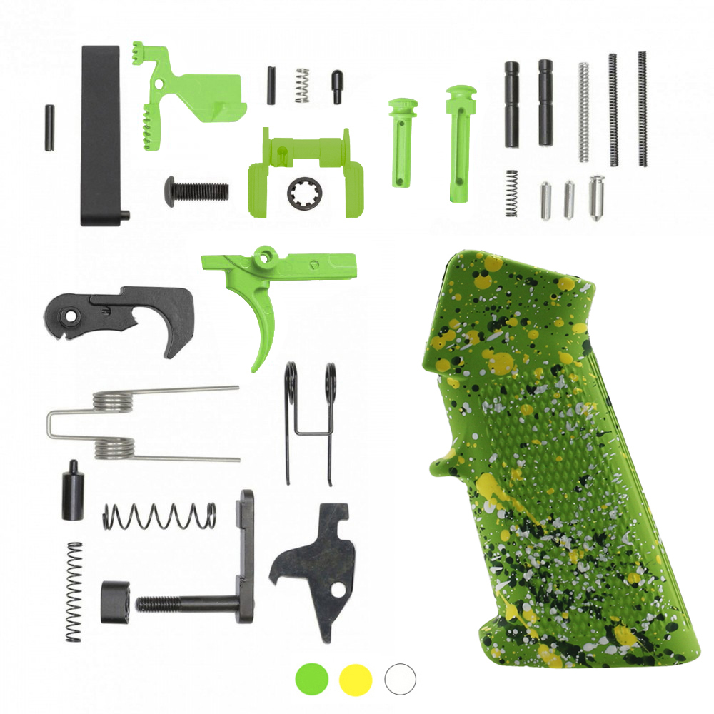 CERAKOTE ZOMBIE GREEN SPLATTER GRIP| AR-15 Lower Receiver Parts Kit W/ Color Option